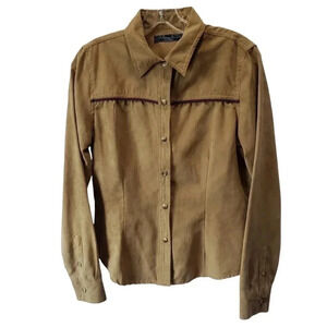 Cleanwater women faux suede long sleeve size M color camel